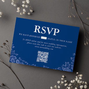 Elegant Dusty French Blue Vintag Floral Wedding RSVP Karte