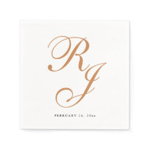 Elegant Dusty Gold Monogram Wedding Napkins