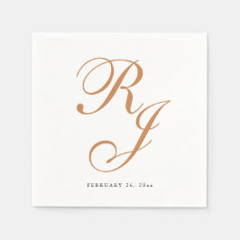 Elegant Dusty Gold Monogram Wedding Napkins Serviette