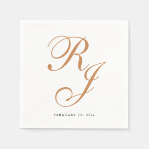 Elegant Dusty Gold Monogram Wedding Napkins Serviette