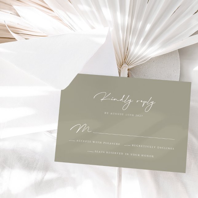 Elegant Dusty Gray Calligraphy RSVP Card (Von Creator hochgeladen)