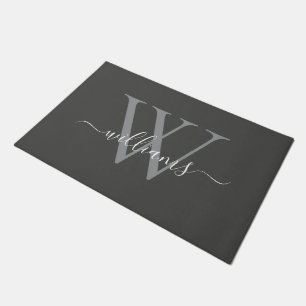 Elegant Dusty Gray Custom Monogram Script Name Fußmatte