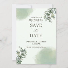 Elegant Dusty Green  Classic Save The Date Flyer Einladung