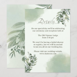 Elegant Dusty Green Details Wedding Enclosure Card Einladung