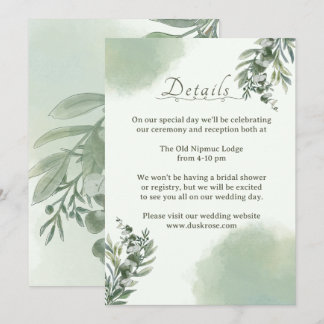 Elegant Dusty Green Details Wedding Enclosure Card Einladung