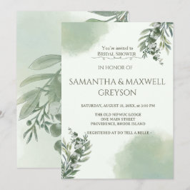 Elegant Dusty Green Script Classic Bridal Shower  Einladung