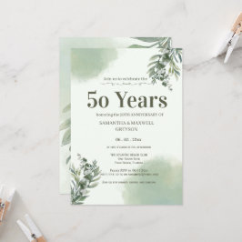 Elegant Dusty Green Script Wedding Anniversary  Einladung