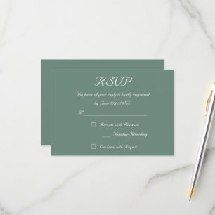 Elegant Dusty Green Wedding RSVP Einladungskarte