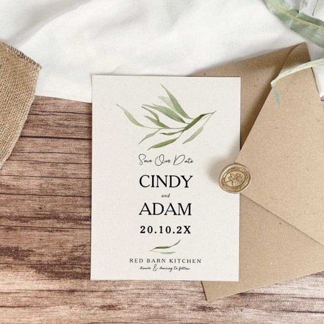 Elegant Dusty Greenerenerity Foliage Wedding Save The Date (Von Creator hochgeladen)