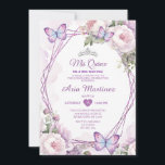 Elegant Dusty Lila Floral Butterfly Mis Quince Einladung<br><div class="desc">EDITABLE Elegant Dusty Lila Floral Butterfly Mis Quince Einladung Elegant Quinceañera Lila Lilac Floral Silver Crown Einladung Mis Quince 15 Anos,  16. Geburtstag</div>