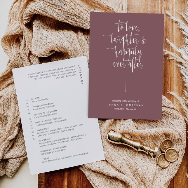 Elegant Dusty Lila Modern Minimal Script Wedding Programm (Von Creator hochgeladen)