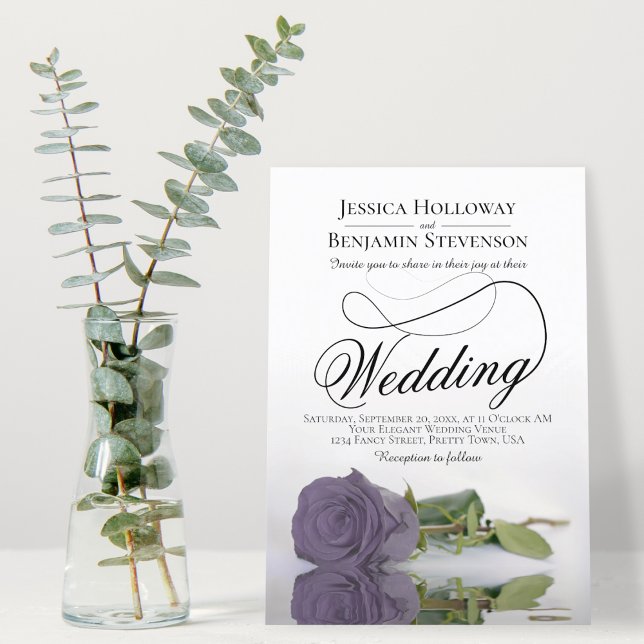 Elegant Dusty Lila Rose Klassische Skripthochzeit Einladung (Von Creator hochgeladen)