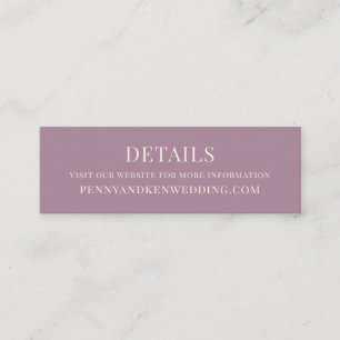 Elegant Dusty Lila Wedding Website Mini Card Visitenkarte