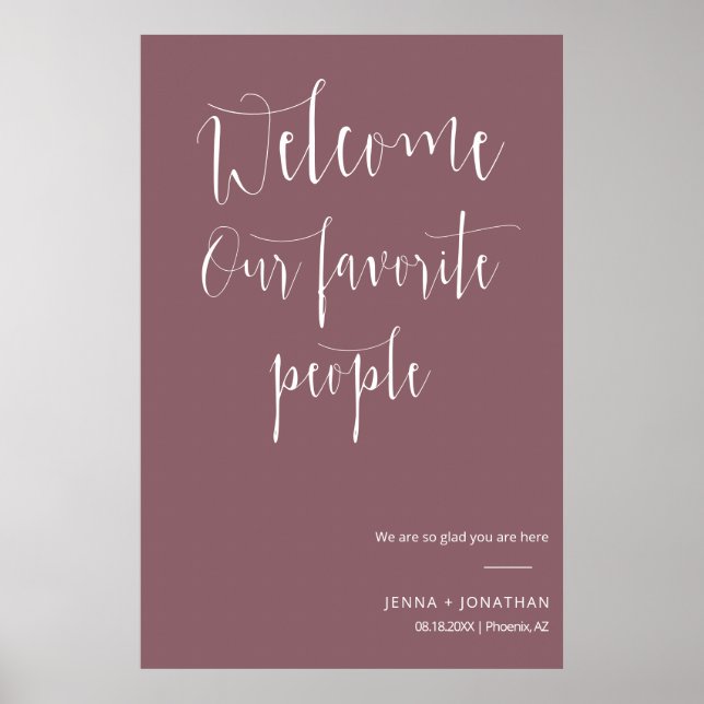 Elegant Dusty Lila Welcome Wedding Ceremony Sign Poster (Vorne)