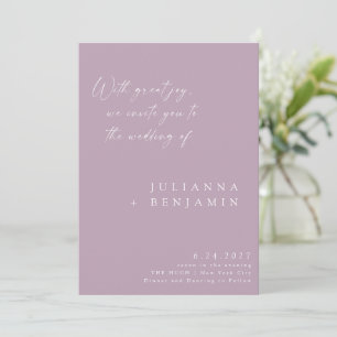 Elegant Dusty Lilac Minimalistisch Chic Script Wed Einladung