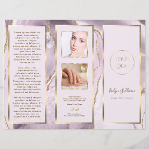 Elegant Dusty Lilac und Gold Agate Broschüre