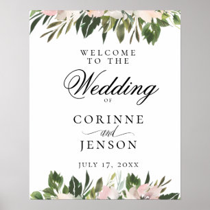 Elegant Dusty Mauve Botanical Wedding Welcome Poster
