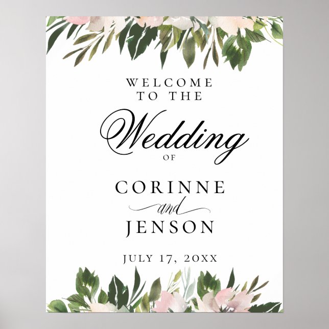 Elegant Dusty Mauve Botanical Wedding Welcome Poster (Vorne)