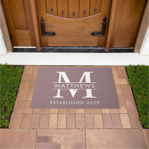 Elegant Dusty Mauve Custom Monogram Name Doormat Fußmatte