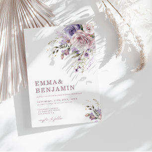 Elegant Dusty Mauve & Lavender Wedding Floral Einladung