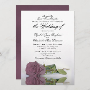 Elegant Dusty Mauve Pink Rose Formal Wedding Einladung
