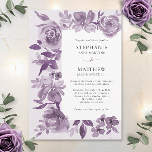 Elegant Dusty Mauve Watercolor Floral Wedding Einladung