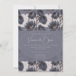 Elegant Dusty Navy Blauer Hochzeitstag Einladung