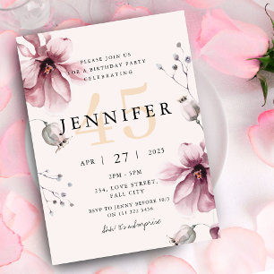 Elegant Dusty Pink Floral Fall Geburtstag Einladung