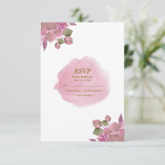 Elegant Dusty Pink Floral Wedding RSVP Card Karte