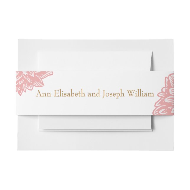 Elegant Dusty Pink Floral Wraparound Wedding Einladungsbanderole (Vorderseite Beispiel)