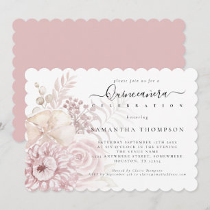 Elegant Dusty Pink Florals Quinceañera Einladung