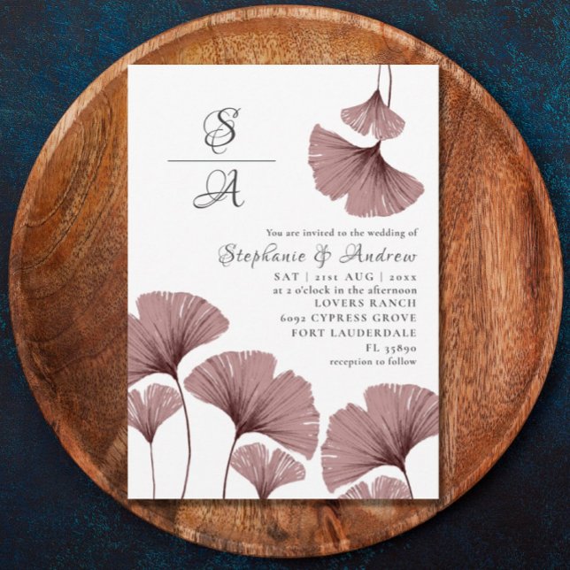 Elegant Dusty Pink Foliage Wedding Einladung (Von Creator hochgeladen)