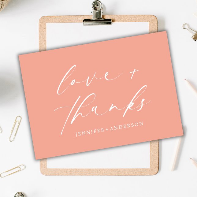 Elegant Dusty Pink Liebe und Dank Script Wedding Dankeskarte (Von Creator hochgeladen)
