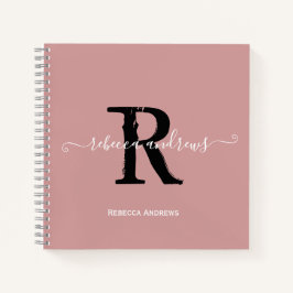 Elegant Dusty Pink Monogram Script Name Initial Notizbuch
