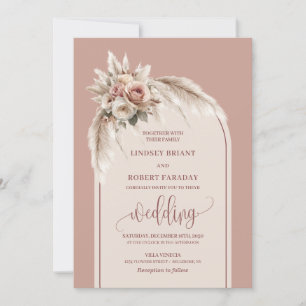Elegant Dusty Pink Pampas Floral Wedding Einladung
