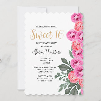 Elegant Dusty Pink Rose Gold Sweet 16 Geburtstag Einladung