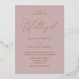 Elegant Dusty Pink Wedding Rose Gold Folieneinladung