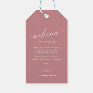 Elegant Dusty Rose Calligraphy Wedding Welcome Geschenkanhänger