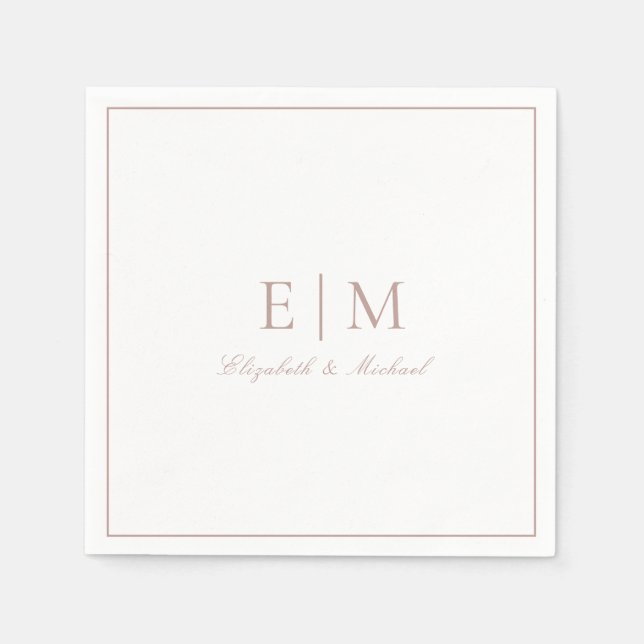 Elegant Dusty Rose Classic Script Monogram Wedding Serviette (Vorderseite)
