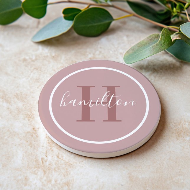 Elegant Dusty Rose Custom Monogram Initial Getränkeuntersetzer (Von Creator hochgeladen)
