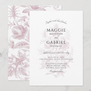 Elegant Dusty Rose Floral Wedding Einladung