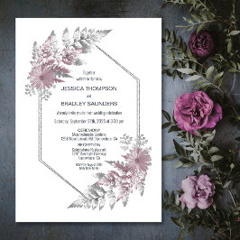 Elegant Dusty Rose Gray Botanische Hochzeit Einladung