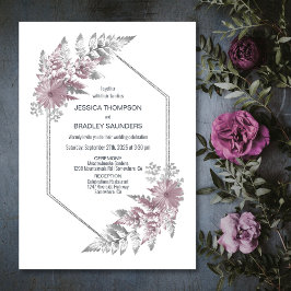 Elegant Dusty Rose Gray Botanische Hochzeit Einladung