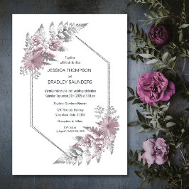 Elegant Dusty Rose Gray Botanische Hochzeit Einladung