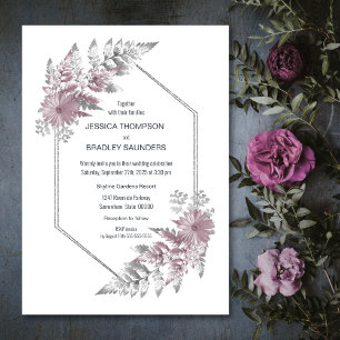 Elegant Dusty Rose Gray Botanische Hochzeit Einladung