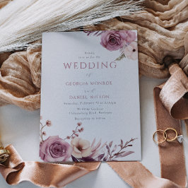 Elegant Dusty Rose Mauve Floral Wedding Einladung