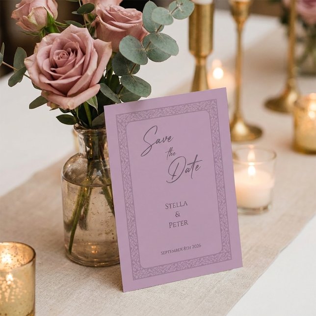 Elegant Dusty Rose Mauve Frame Script Save The Date (Von Creator hochgeladen)