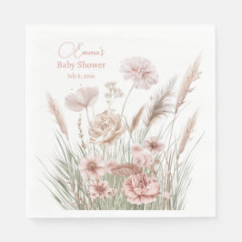 Elegant Dusty Rose Meadow Flowers Baby Shower Serviette