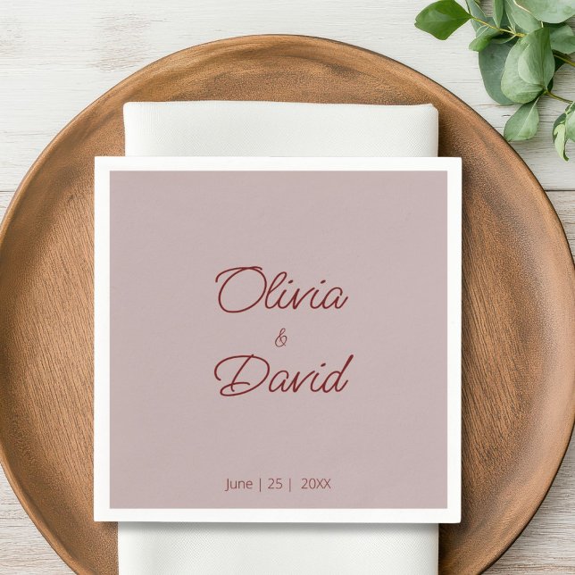 Elegant Dusty Rose Minimalistisch Wedding Serviette (Von Creator hochgeladen)