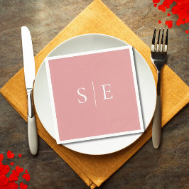 Elegant Dusty Rose Monogram Minimalistisch Napkins Serviette
